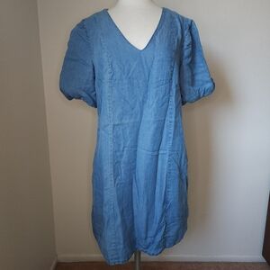 Blue V-Neck Dress